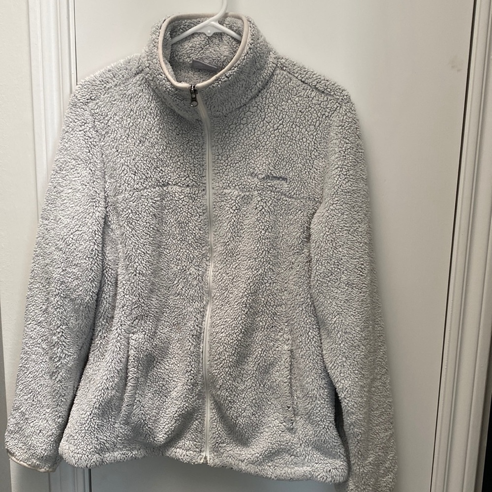 Columbia light grey sherpa full zip jacket